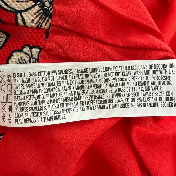 Forever 21 Plus Size 0X (14-16) Red Floral Crop Top Cotton Piqué Exposed Zipper - Picture 5 of 5